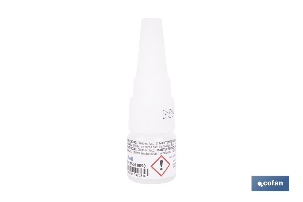 ADHESIVO CIANOACRILATO. MEDIA DENSIDAD 3 G