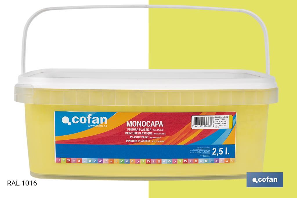 PINTURA PLÁSTICA MONOCAPA Amarillo Limón (2,5 LT)