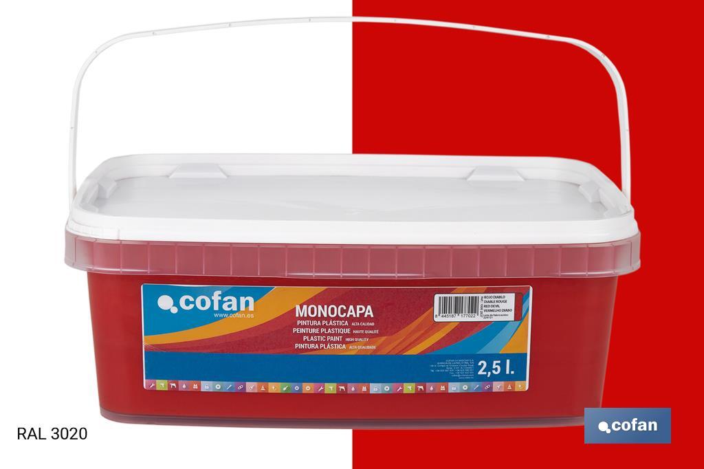 PINTURA PLÁSTICA MONOCAPA Rojo Diablo (2,5 LT)