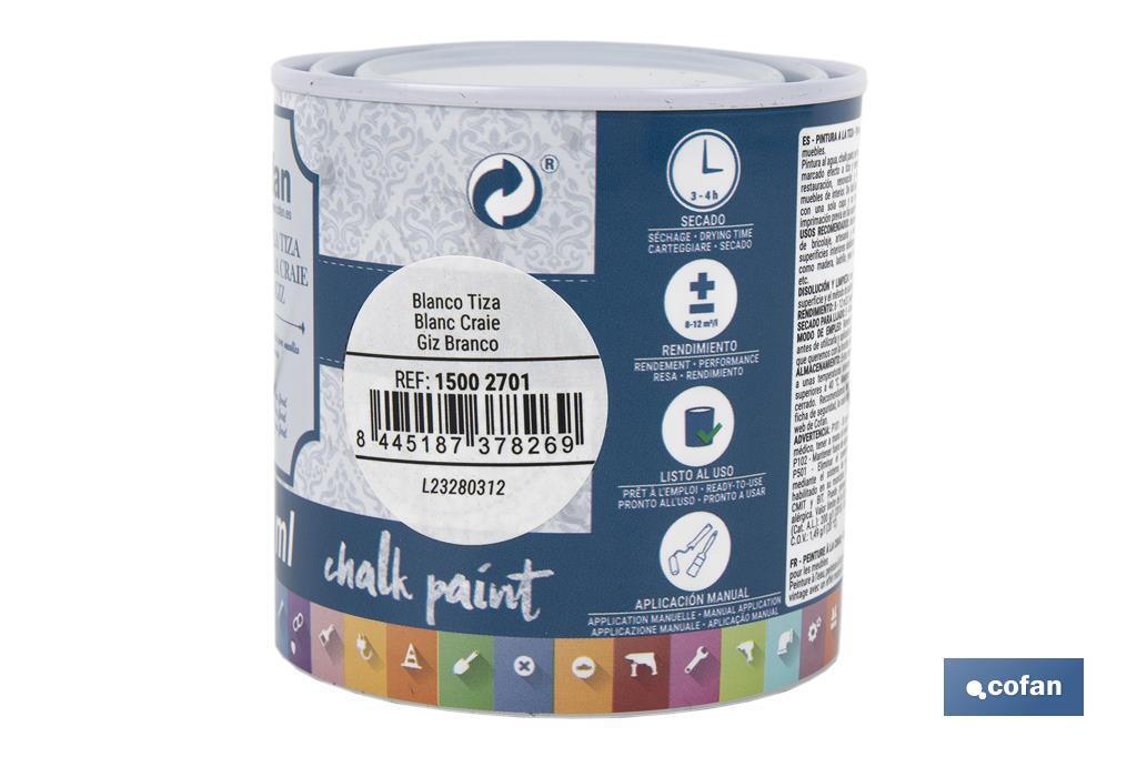 PINTURA A LA TIZA, CHALK PAINT, BLANCO TIZA 250 ML