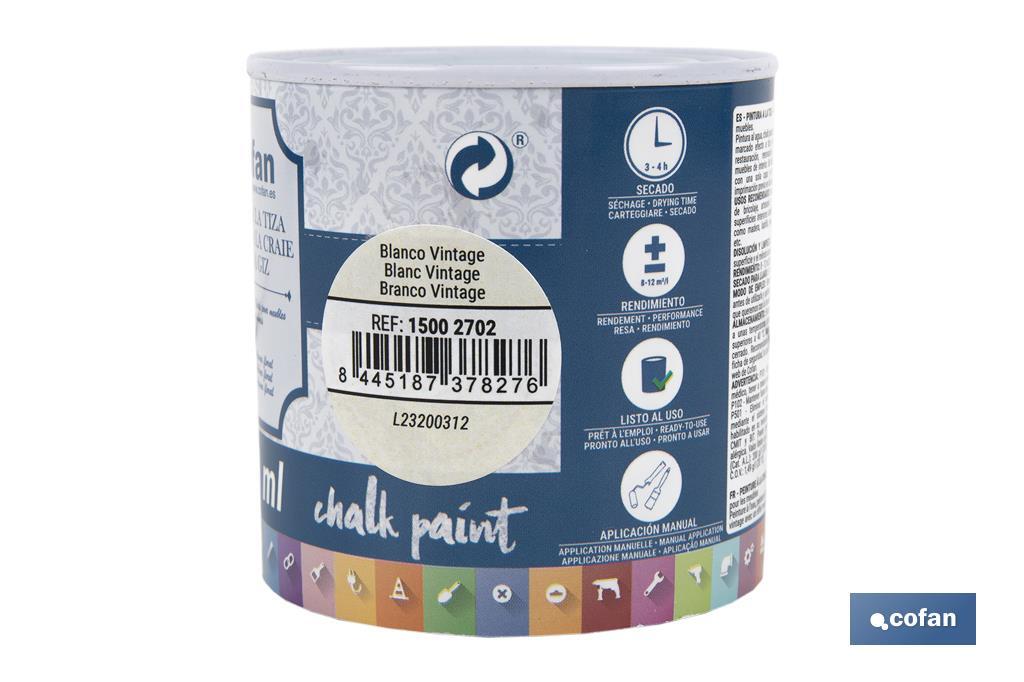 PINTURA A LA TIZA, CHALK PAINT, BLANCO VINTAGE 250 ML
