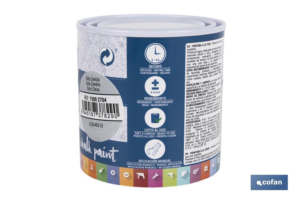 PINTURA A LA TIZA, CHALK PAINT, GRIS CENIZA 250 ML