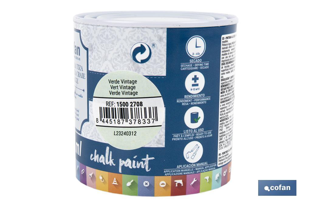 PINTURA A LA TIZA, CHALK PAINT, VERDE VINTAGE 250 ML