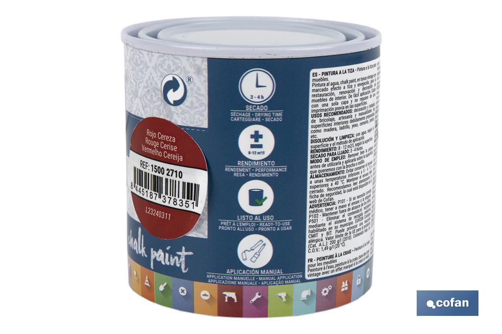 PINTURA A LA TIZA, CHALK PAINT, ROJO CEREZA 250 ML