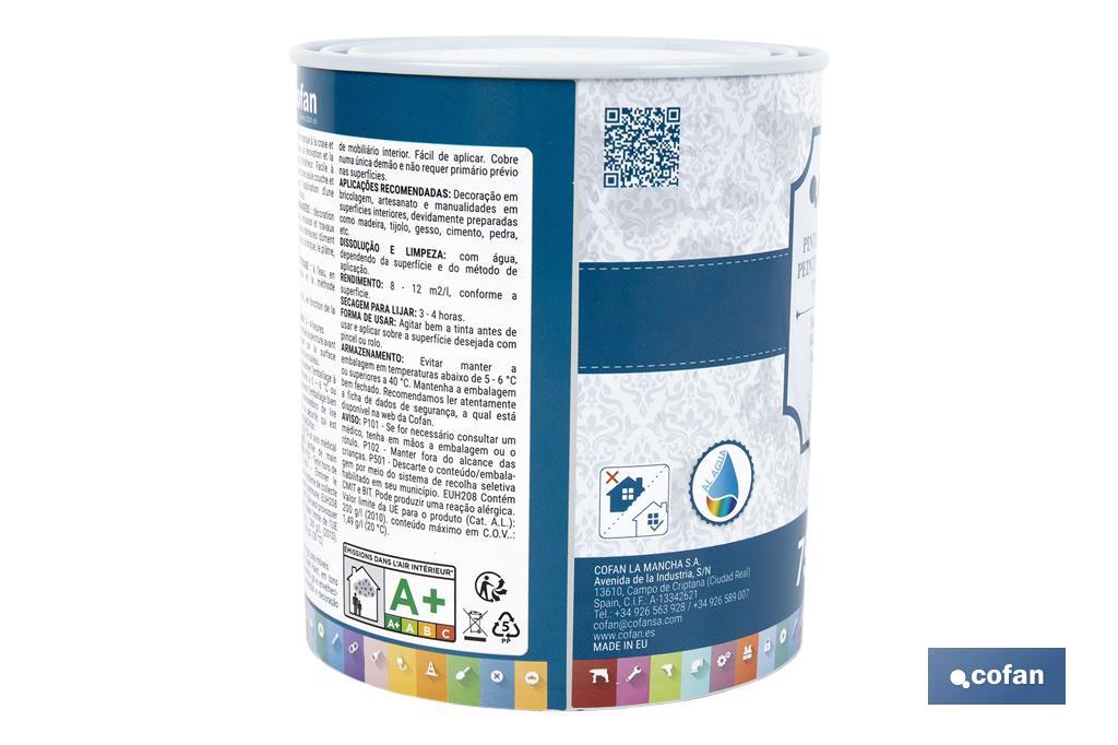 PINTURA A LA TIZA, CHALK PAINT, BLANCO TIZA 750 ML