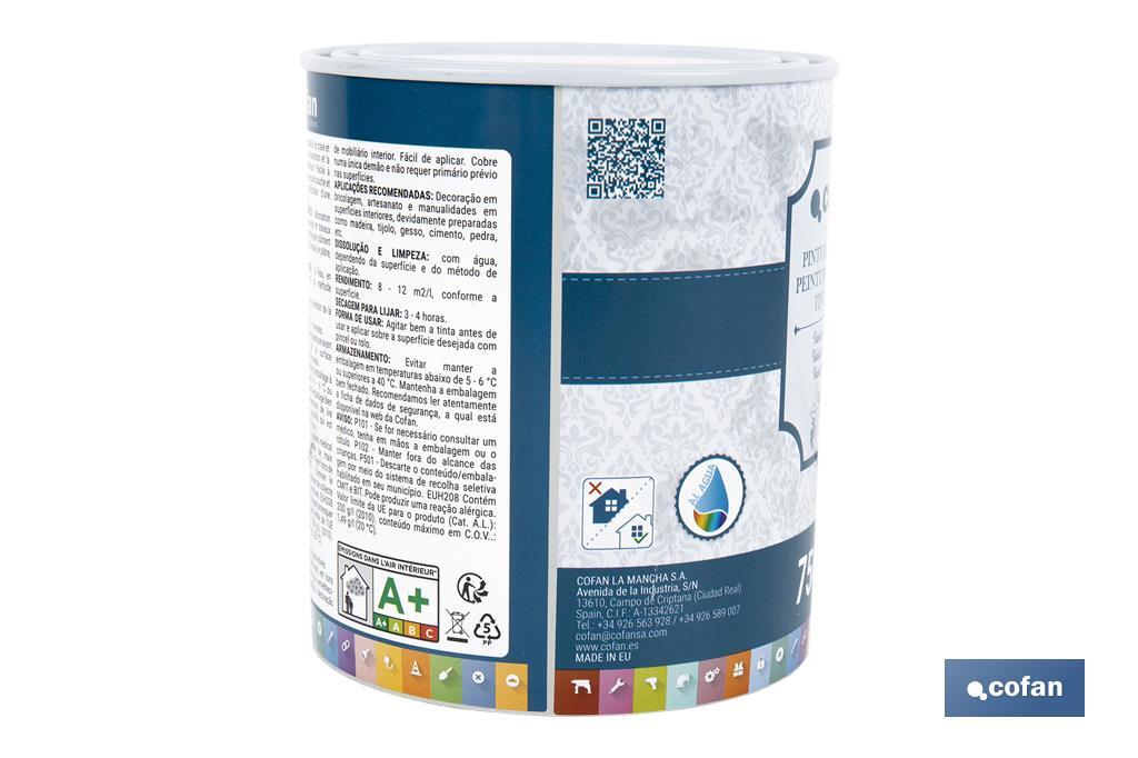 PINTURA A LA TIZA, CHALK PAINT, BLANCO VINTAGE 750 ML