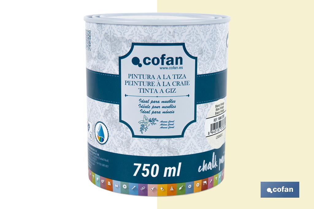 PINTURA A LA TIZA, CHALK PAINT, BLANCO VINTAGE 750 ML