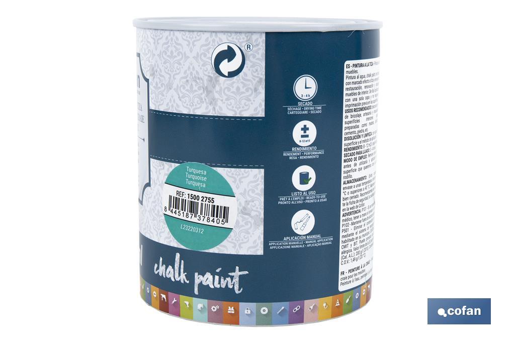PINTURA A LA TIZA, CHALK PAINT, TURQUESA 750 ML