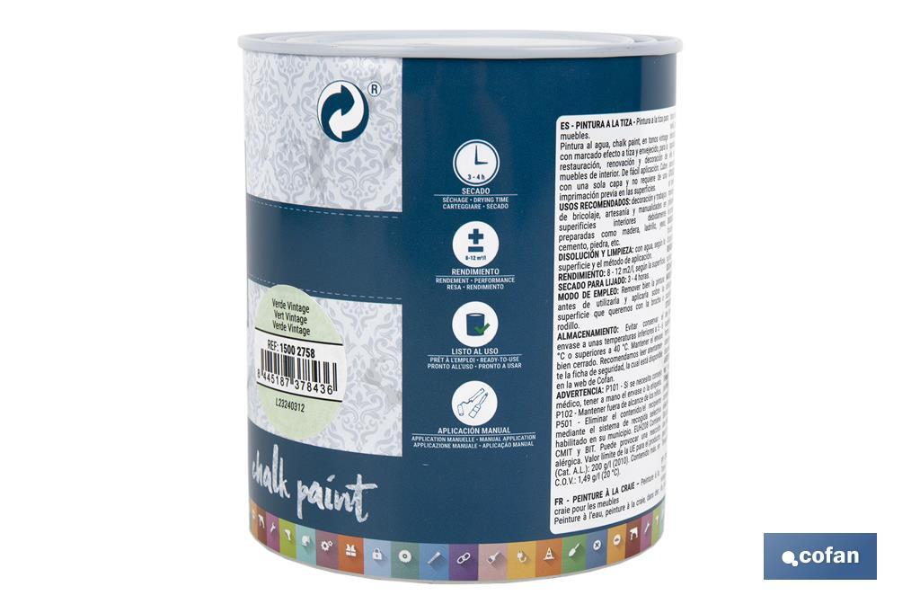 PINTURA A LA TIZA, CHALK PAINT, VERDE VINTAGE 750 ML