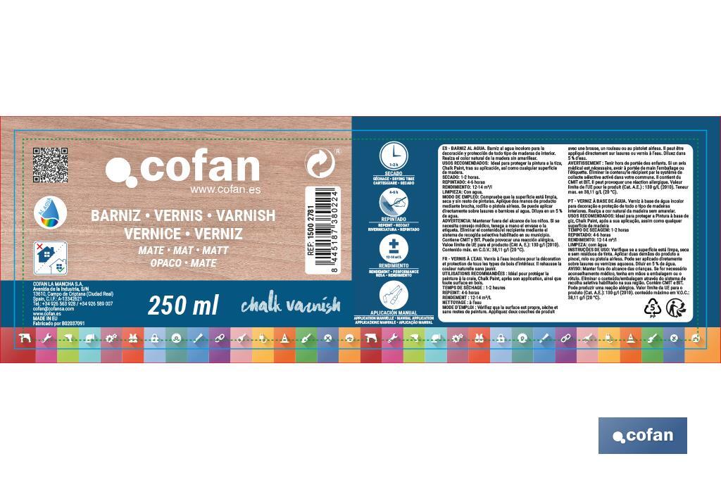 BARNIZ AL AGUA MATE, CHALK VARNISH, 250 ML