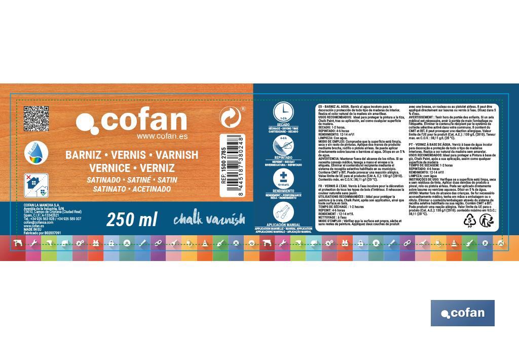 BARNIZ AL AGUA SATINADO, CHALK VARNISH, 250 ML