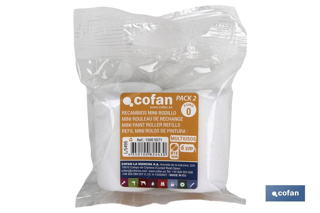PACK 2 RECAMBIOS MINIRODILLO MULTIUSO 6CM Ø18mm P.0