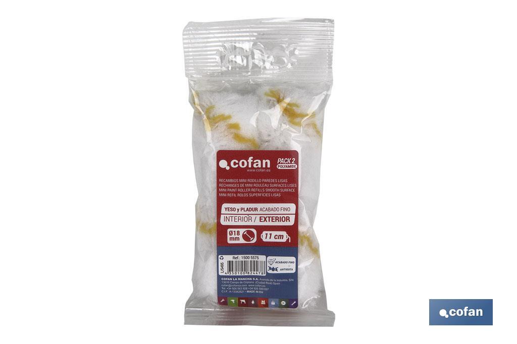 PACK 2 RECAMBIOS MINI RODILLO PAREDES LISAS 6CM