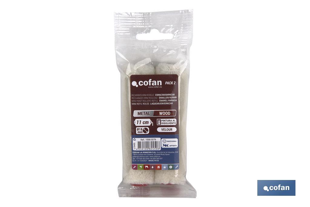PACK 2 RECAMBIOS MINI RODILLO ESMALTAR/BARNIZAR 6CM