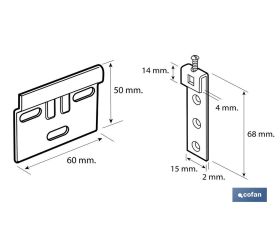 SET COLGADOR DE ARMARIO ZINCADO 60 MM