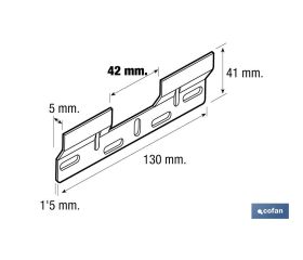 PLACA COLGADOR DOBLE 130 MM CON HUECO 42 MM