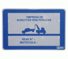 Placa V-24 homologada para Grúas de Auxilio en Carreteras | Señalización de Seguridad para Servicios de Asistencia Vial