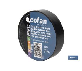 CINTA AISLANTE 180 Micras NEGRA 19mmX20 Metros venta unitaria