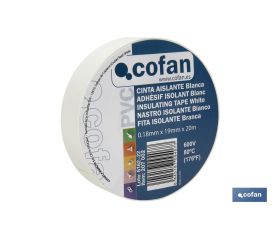 Cinta aislante 180 micras | Color: blanco | Resistente al voltaje, al calor y a diferentes ácidos y alcalinos