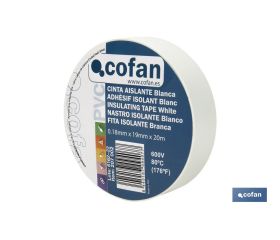 CINTA AISLANTE 180 Micras BLANCA 19mmX20 Metros venta unitaria