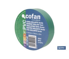 CINTA AISLANTE 180 Micras VERDE 19mmX20 Metros venta unitaria