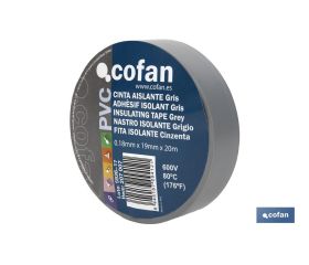 CINTA AISLANTE 180 Micras GRIS 19mmX20 Metros