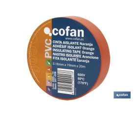 CINTA AISLANTE 180 Micras NARANJA 19mmX20 Metros