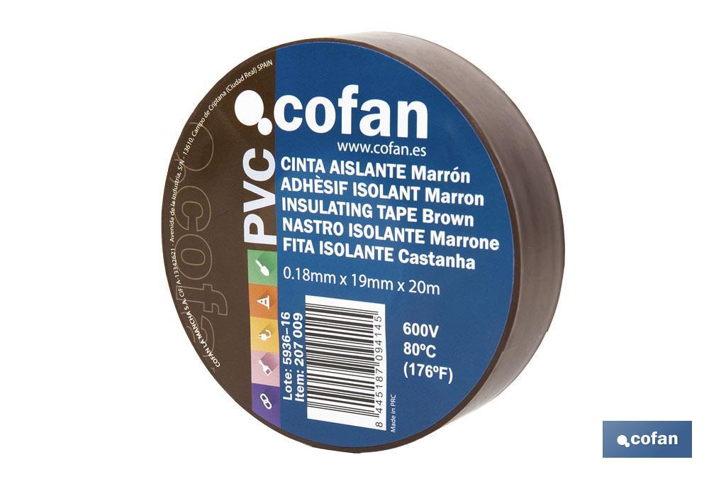 CINTA AISLANTE 180 Micras MARRON 19mmX20 Metros