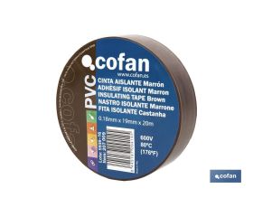 CINTA AISLANTE 180 Micras MARRON 19mmX20 Metros