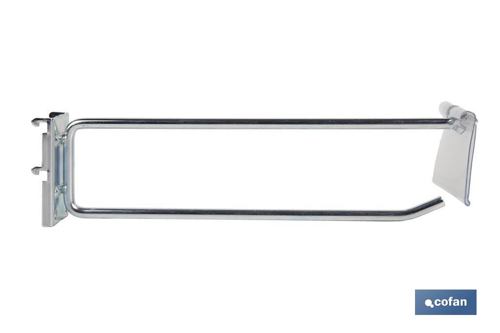 GANCHO CON PLACA DE ANCLAJE CON ETIQUETERO 200 MM