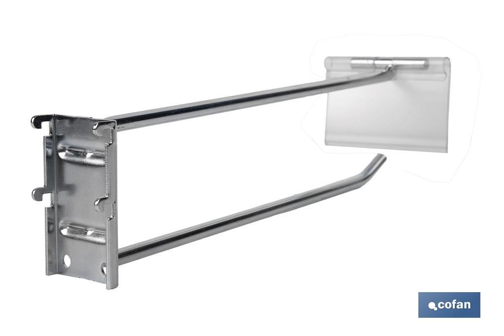 GANCHO CON PLACA DE ANCLAJE CON ETIQUETERO 200 MM