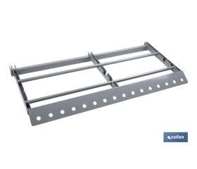 Set expositor de cuerdas y cadenas con barra de carga | Material: acero | Medidor integrado para bobinas | Organización eficiente y segura | Medidas: 50 x 1000 x 70 mm