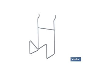 Soporte para amoladoras | Diseño ligero y adaptable | Color: gris claro | Adecuado para expositores Cofan | Medidas: 110 x 80 x 200 mm