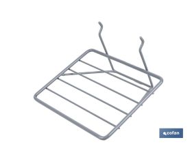 Soporte para sierras | Diseño ligero y funcional | Ideal para expositores | Color: gris claro | Medidas: 200 x 180 x 140 mm