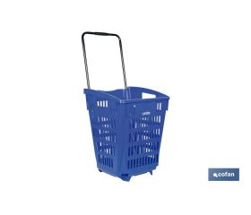 Carrito de la compra | Cesta con 2 ruedas | Asa telescópica | Capacidad: 52 litros | Color: azul | Medidas: 39 x 39 x 52,9 cm