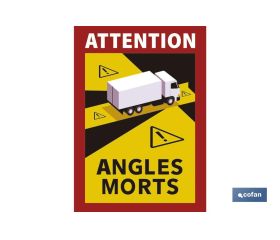 Etiqueta Adhesiva Camión o Autobús | Pegatina Obligatoria en Francia | Señal ATTENTION ANGLES MORTS