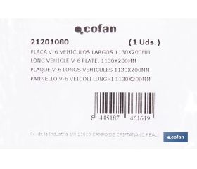 PLACA V-6 VEHICULOS LARGOS 1130X200MM.