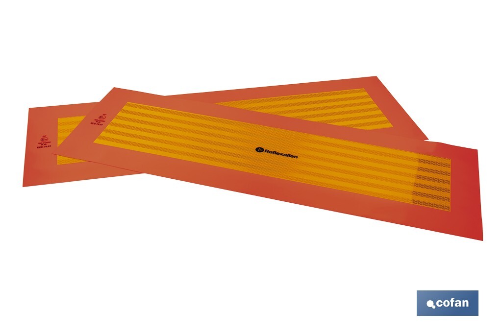 PACK DE 2 UDS. PLACA ADHESIVA V-6 PARA VEHÍCULO LARGO 565 X 195 MM