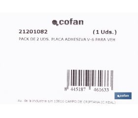 PACK DE 2 UDS. PLACA ADHESIVA V-6 PARA VEHÍCULO LARGO 565 X 195 MM