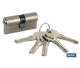 CILINDRO DE SEGURIDAD DE NÍQUEL PARA LLAVE NORMAL 35/35 - LEVA LARGA IGUALADOS AAA