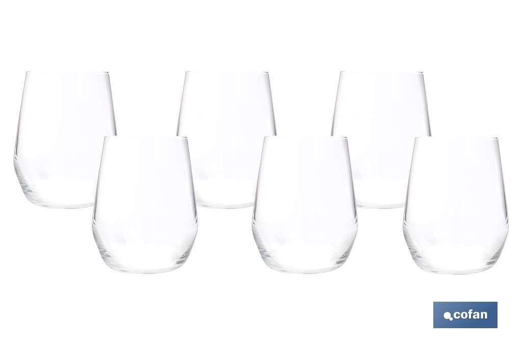 PACK 6 VASOS DE AGUA VIDRIO 38 CL MODELO ÁGATA