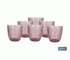PACK 6 VASOS DE AGUA VIDRIO 29 CL COLOR PURPURA CLARO MODELO ÓPALO