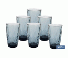 PACK 6 VASOS ALTO VIDRIO 47 CL COLOR AZUL MODELO JADE