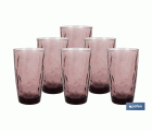 PACK 6 VASOS ALTO VIDRIO 47 CL COLOR PURPURA MODELO JADE