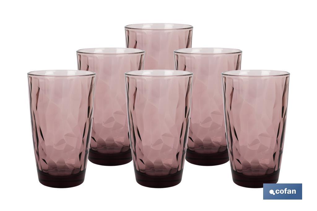 PACK 6 VASOS ALTO VIDRIO 47 CL COLOR PURPURA MODELO JADE