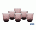 PACK 6 VASOS DE AGUA VIDRIO 30,5 CL COLOR PURPURA MODELO JADE