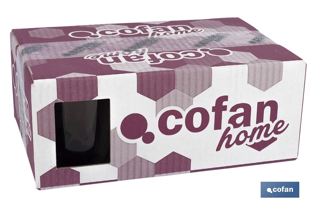 PACK 6 VASOS DE AGUA VIDRIO 30,5 CL COLOR PURPURA MODELO JADE