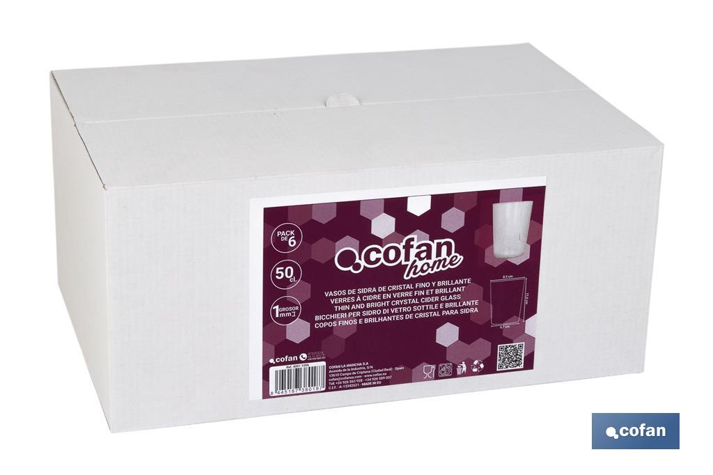 PACK 6 VASOS DE SIDRA CRISTAL FINO BRILLANTE 50 CL