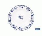 VAJILLA DE PORCELANA CON DETALLE FLORAL AZUL ESMALTADO DE FORMA IRREGULAR 18 PIEZAS