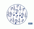 VAJILLA DE PORCELANA CON DETALLE FLORAL AZUL ESMALTADO DE FORMA IRREGULAR 18 PIEZAS